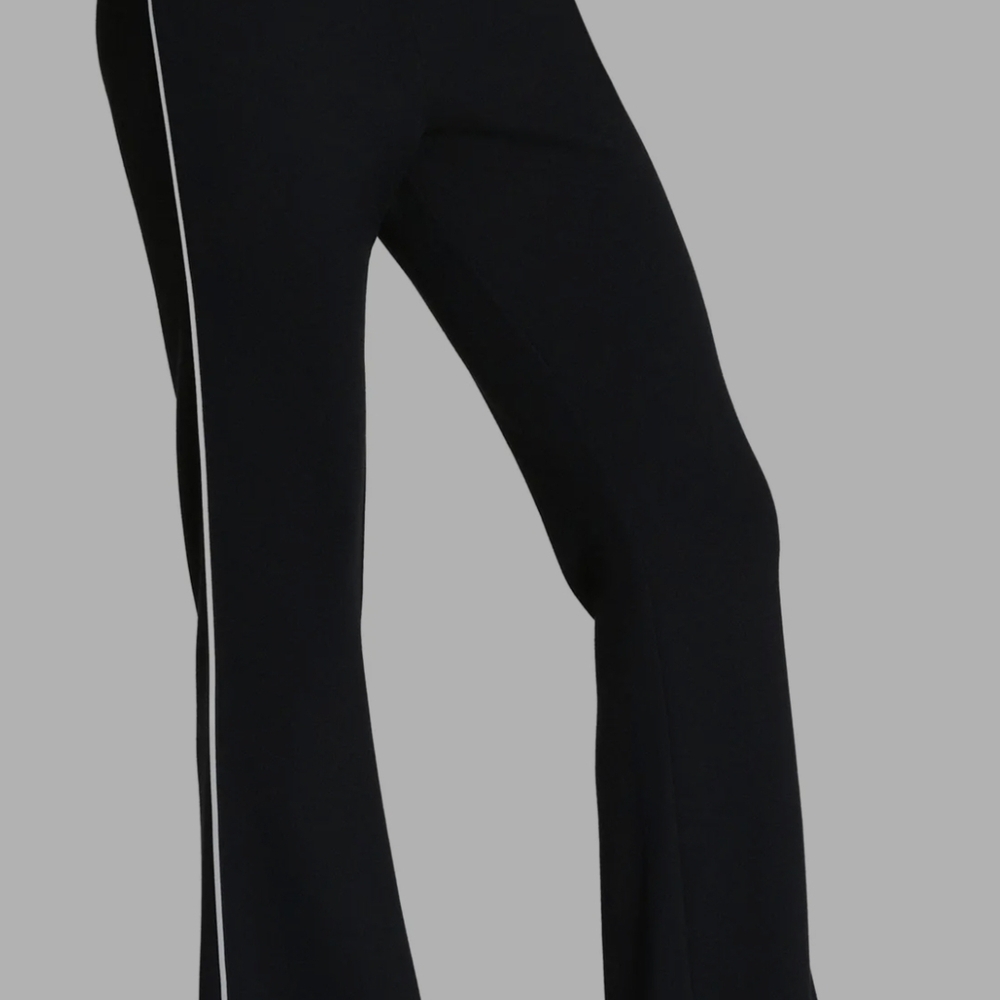 SPANX Women's Black Side-Stripe Pants SPANXAir Pique Knit Flare Leg Track